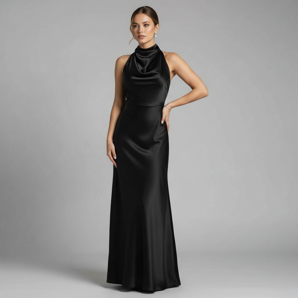 Halter Evening Dress | Women's Cocktail Midi Dress